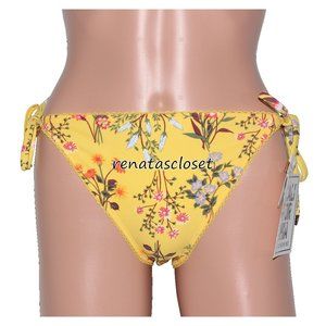 California Sunshine Juniors' Floral Side Tie Bikini Swim Bottoms NWT
